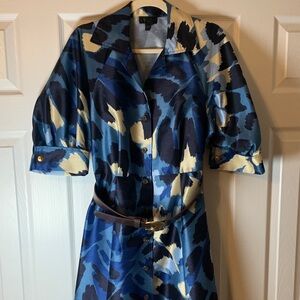 Donna Karan Blue and Black Geometric Dress